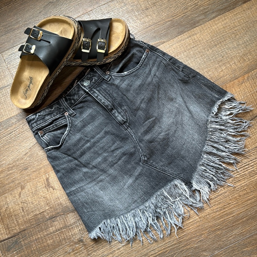 We The Free Asymmetrical Black Mini Skirt